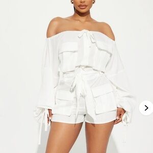 Fashion nova White Cargo Romper